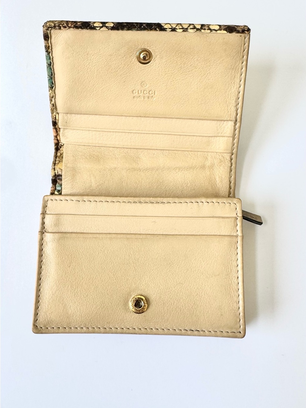 Multicolor Gucci Python Compact Wallet with Gold GG - Picture 4 of 10